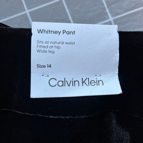 Calvin Klein Whitney Velour Velvet Black Wide Leg High Rise Trouser Pants 14 NWT - Picture 5 of 15